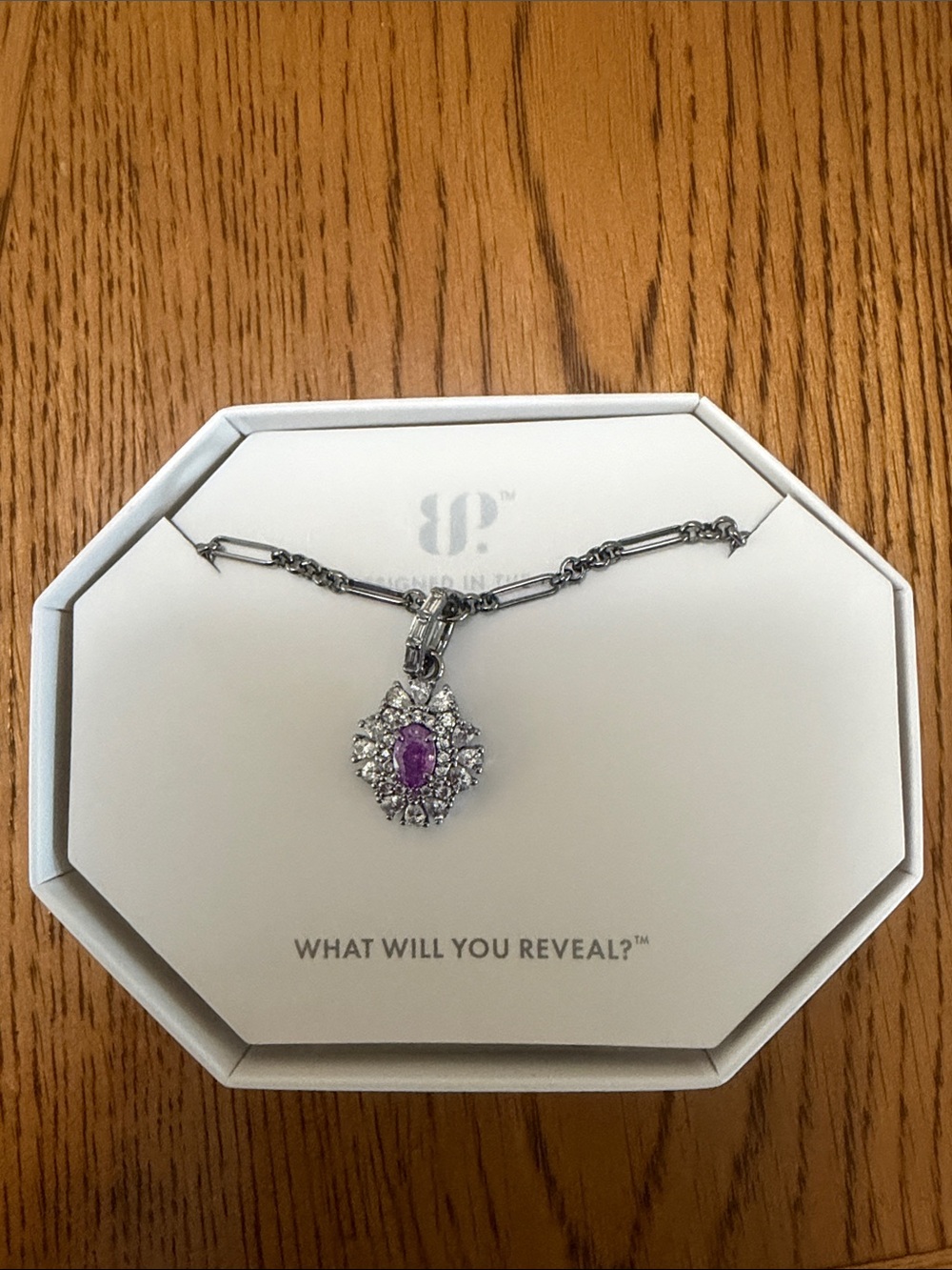 Necklace with Purple Gemstone Halo Pendant